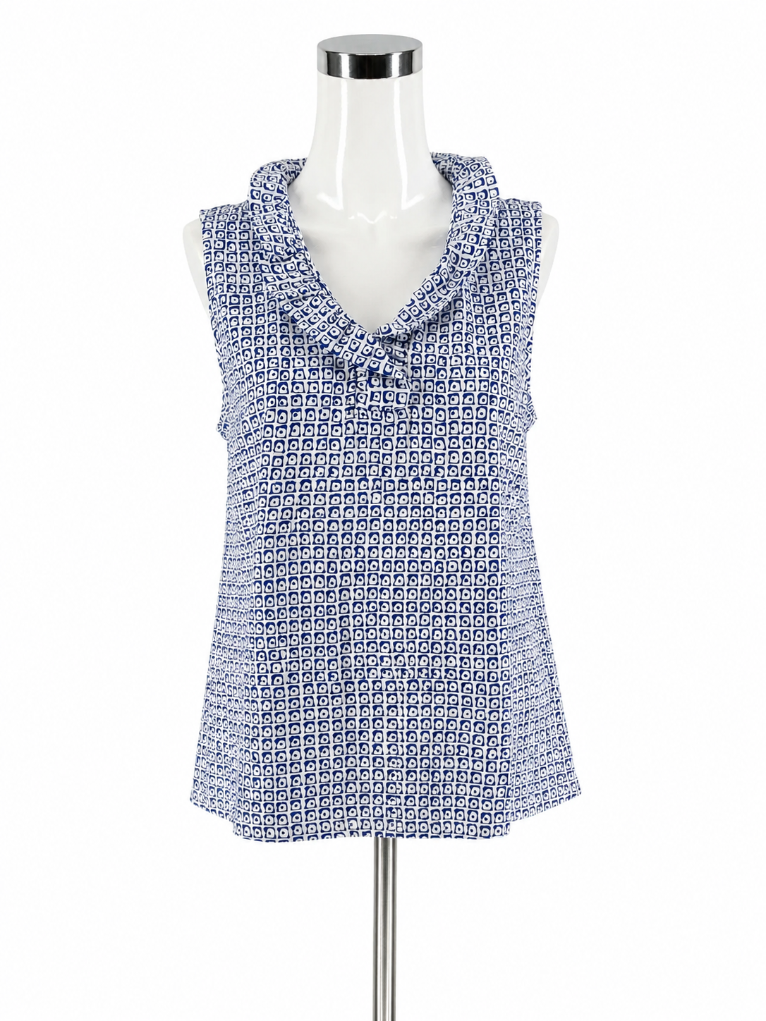 J. McLaughlin Sleeveless Durham Top Navy Vineyard Path Print Size Large NWT