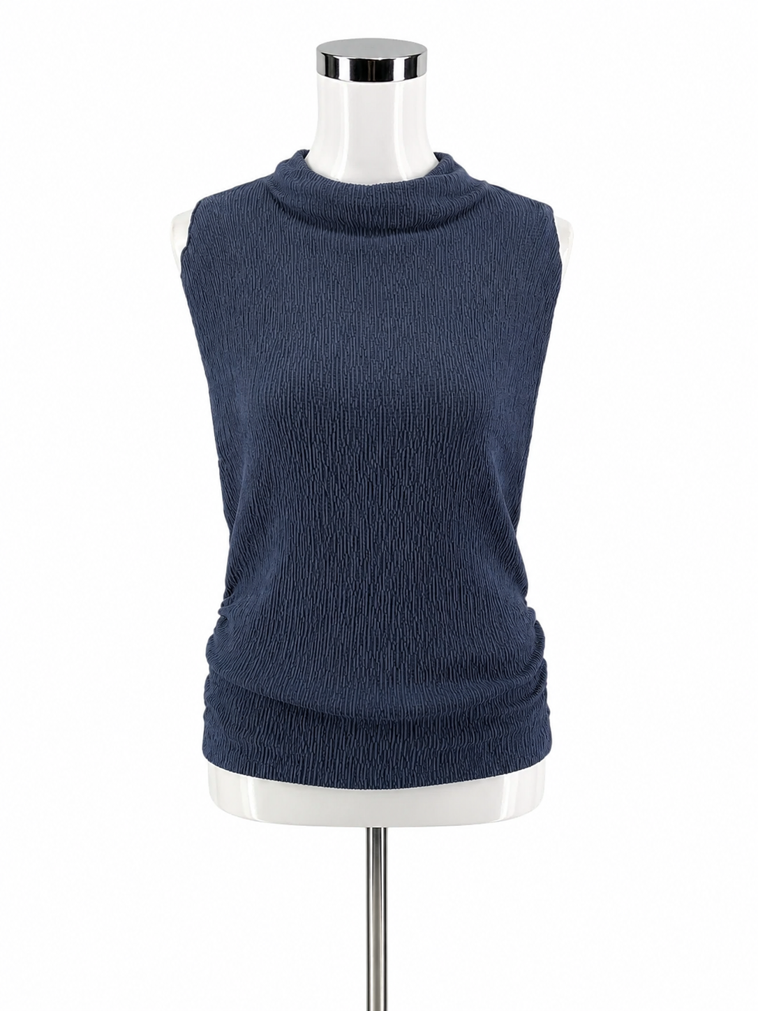 Michael Stars Navy Sleeveless Navy Textured Mock Neck Sleeveless Top NWT Size Large - Size L