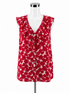 cabi White/Red Sleeveless Valentine Blouse Red Floral Ruffle V-Neck Sleeveless Top Size Large - Size L