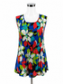 Floral & Ivy multi Sleeveless Pleated Sleeveless Abstract Floral Tunic Top Size Large - Size L