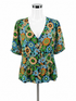 cabi blue/orange/green Peplum Heirloom Blouse Retro Floral Peplum V-Neck Top Size Medium - Size M