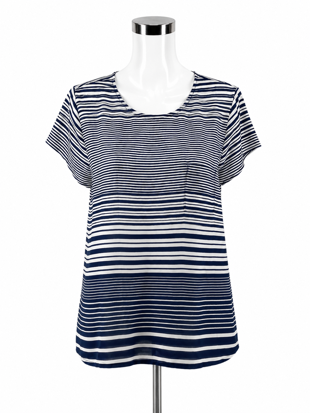 The Limited white/navy Short Sleeve Navy White Striped High-Low Tunic Top Size Large NWT - Size L