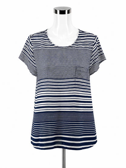 The Limited white/navy Short Sleeve Navy White Striped High-Low Tunic Top Size Large NWT - Size L