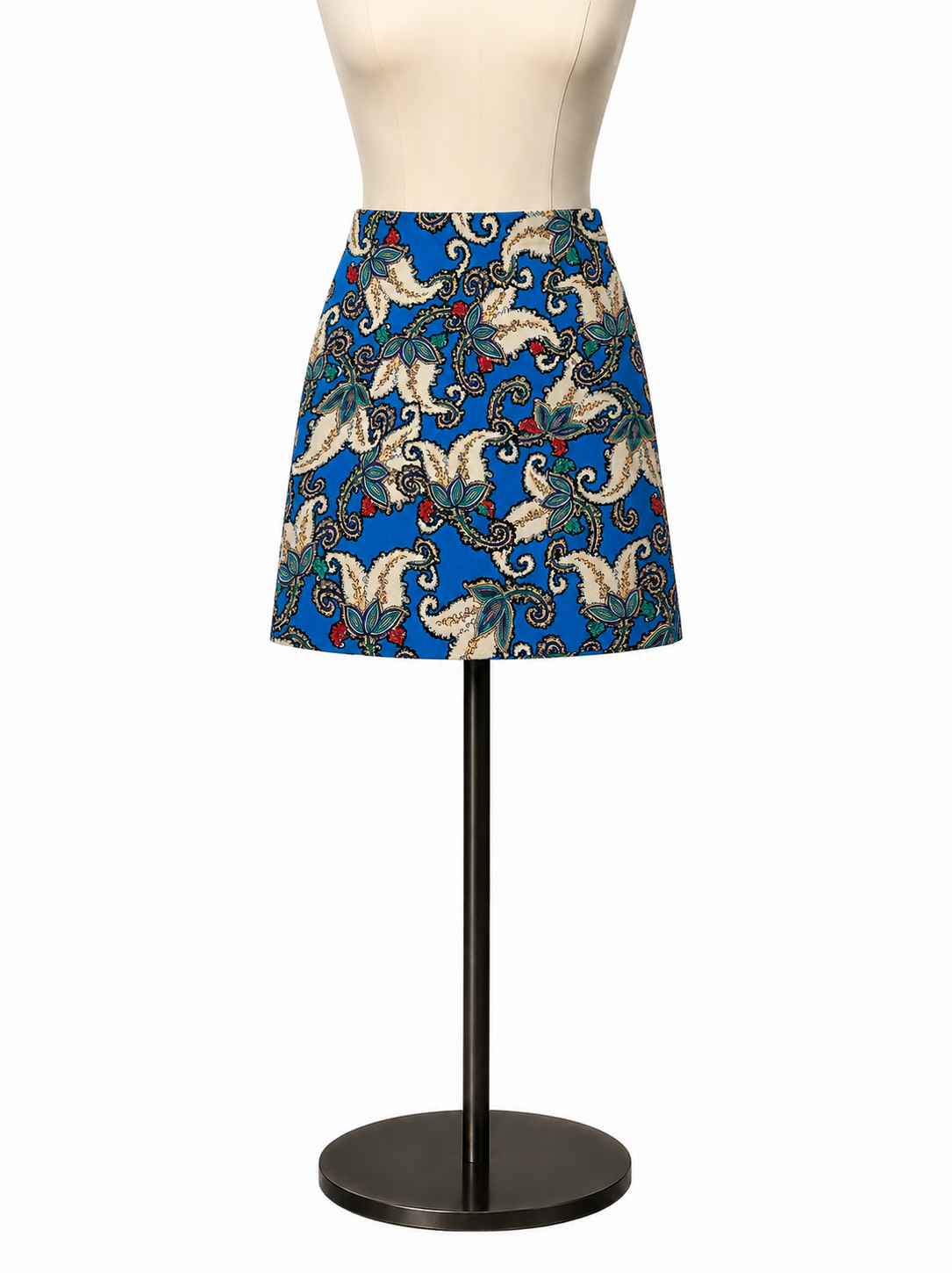 Premise blue/cream/tan Skirt Premise Paisley Print Stretch Cotton Pencil Skirt Blue Cream Size 8 - Size 8
