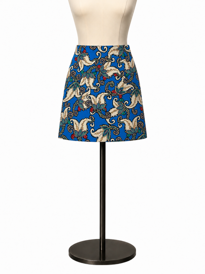 Premise blue/cream/tan Skirt Premise Paisley Print Stretch Cotton Pencil Skirt Blue Cream Size 8 - Size 8