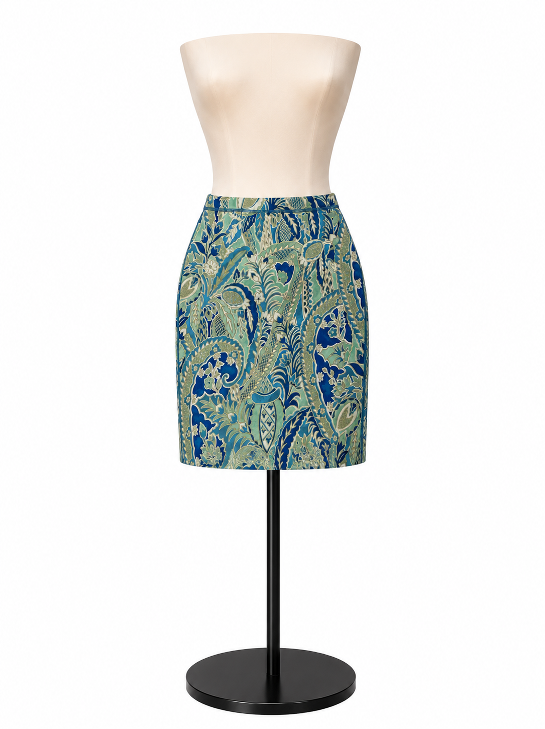 J. McLaughlin Blue/Green/White Skirt Catalina Cloth Paisley Botanical Skirt Size Small Blue Green - Size S
