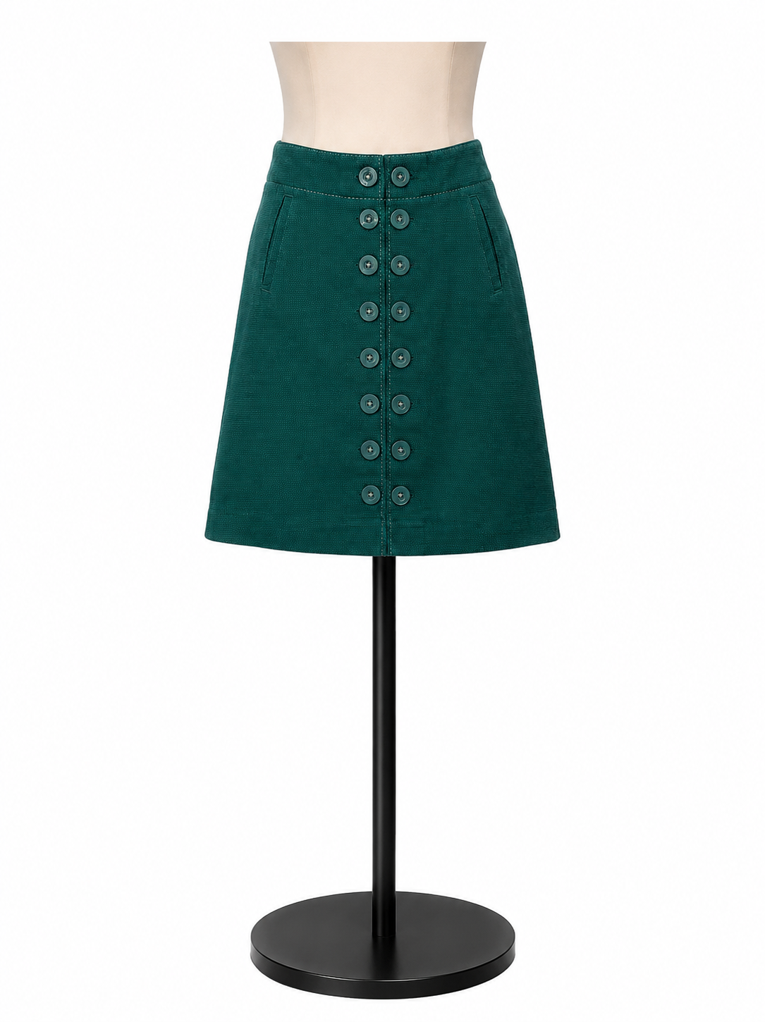 zain&amp;orange Green Skirt Green Button Front A-Line Cotton Skirt Size Medium - Size 4