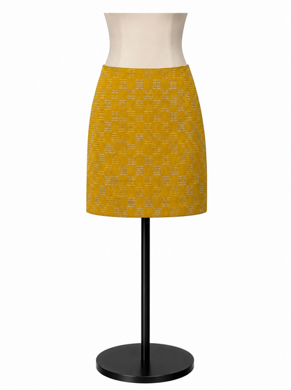 Ann Taylor Yellow Skirt Metallic Dash Grid Mini Skirt Mustard Yellow Size 12 - Size 12