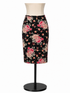 Express Black/Tan/Pink Skirt Black Pink Floral High-Waisted Pencil Midi Skirt Size Medium - Size M