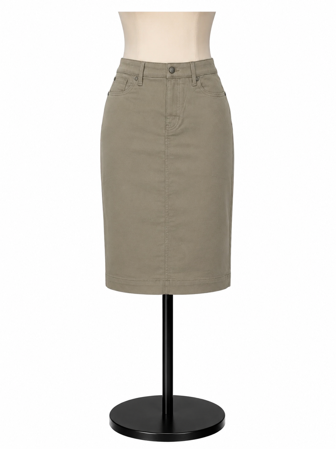 Talbots Khaki Stretch Cotton Blend 5-Pocket Pencil Skirt Size 8