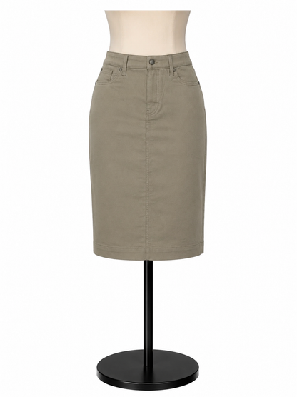Talbots Khaki Stretch Cotton Blend 5-Pocket Pencil Skirt Size 8