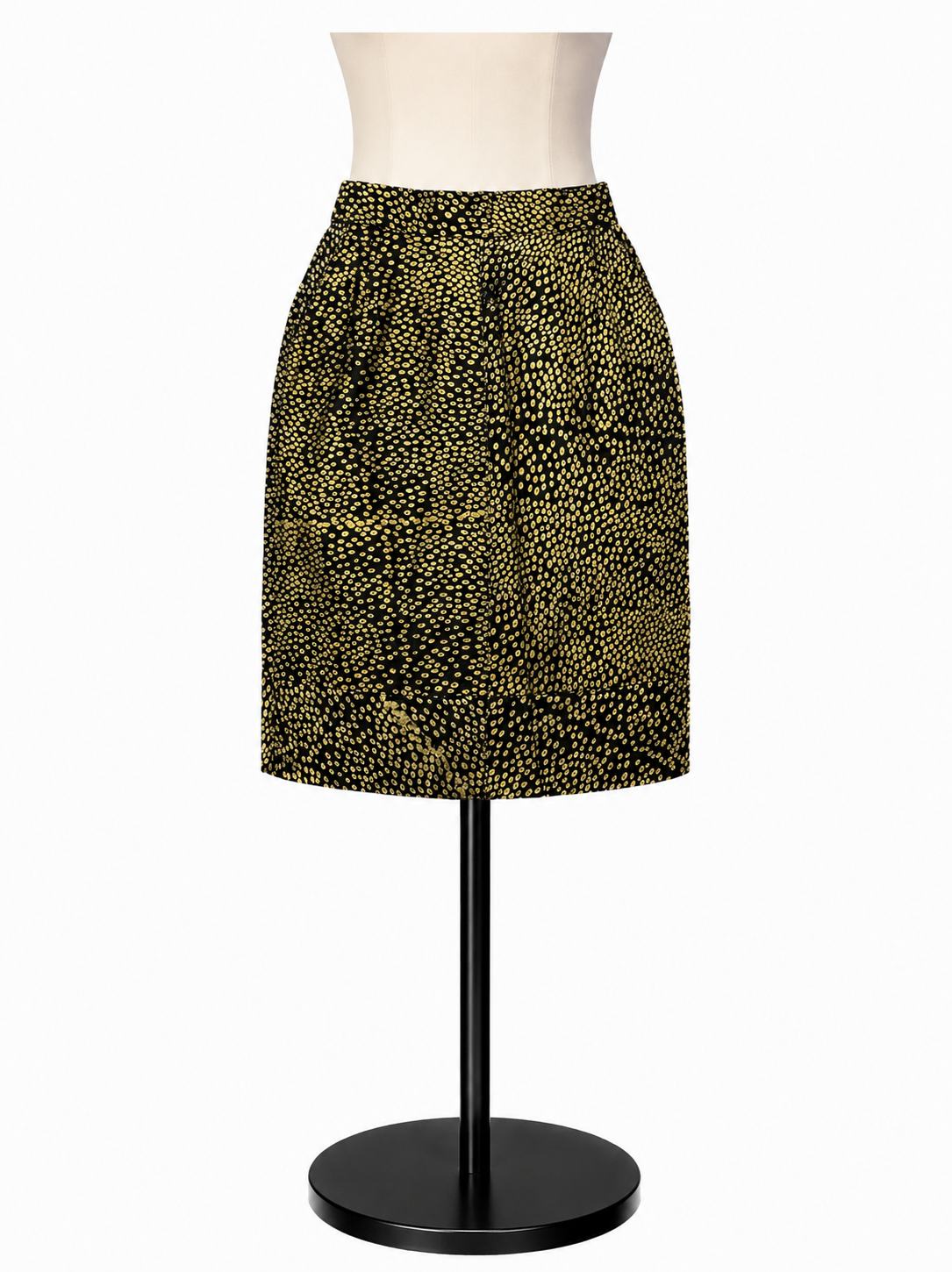 D.R. Jordan Black/Gold Skirt DR Jordan Vintage Black Leather Skirt Gold Foil Polka Dot Size 6 - Size 6