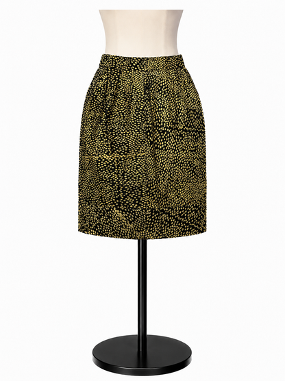 D.R. Jordan Black/Gold Skirt DR Jordan Vintage Black Leather Skirt Gold Foil Polka Dot Size 6 - Size 6
