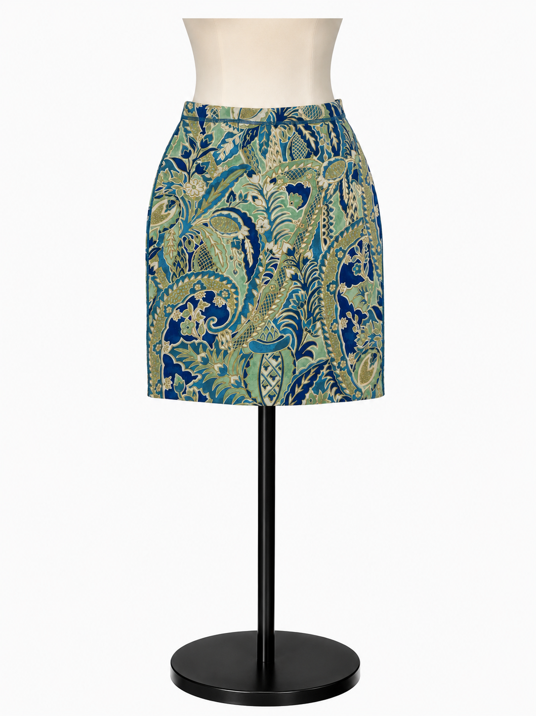 J. McLaughlin Blue/Green/White Skirt Catalina Cloth Paisley Botanical Skirt Size Small Blue Green - Size S