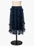 No Brand Navy Skirt Navy Floral Embroidered Tulle A-Line Midi Skirt Size Small - Size S