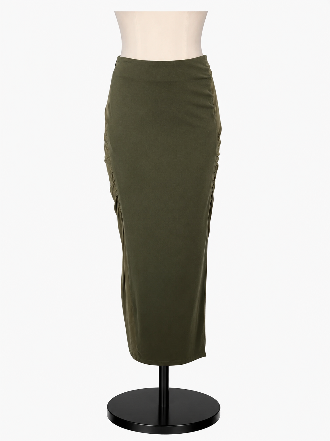 MCQ Army Green Skirt by Alexander McQueen Army Green Ruched Viscose Maxi Skirt Size Small - Size S