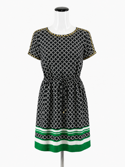 MICHAEL Michael Kors navy/white/green/gold Boho Michael Kors Navy &amp; White Circle Print Studded Dress Size Small - Size S