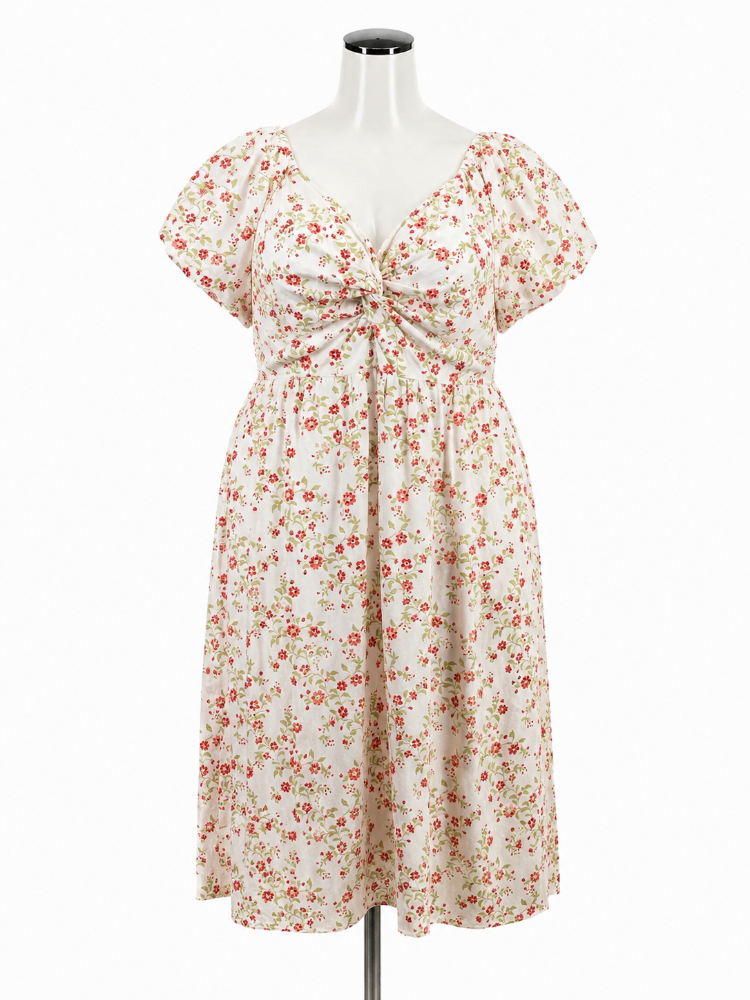 Lea &amp; Nicole Floral Puff Sleeve Midi Dress Plus Size 1X NWT