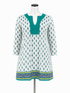 Cabana Life white/turquoise Coverup St. Armands Tunic Dress UPF 50+ Swim Cover-Up Size 2X - Size 2X