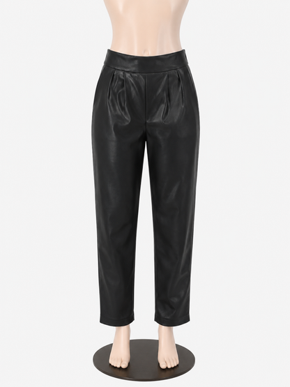 Greylin Black Pant Alani Faux Leather Pants Size Small Black High Rise Tapered Pleated - Size S