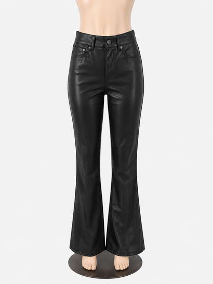 American Eagle Black Pant Faux Leather High Waisted Flare Pants Black Size 2 - Size 2