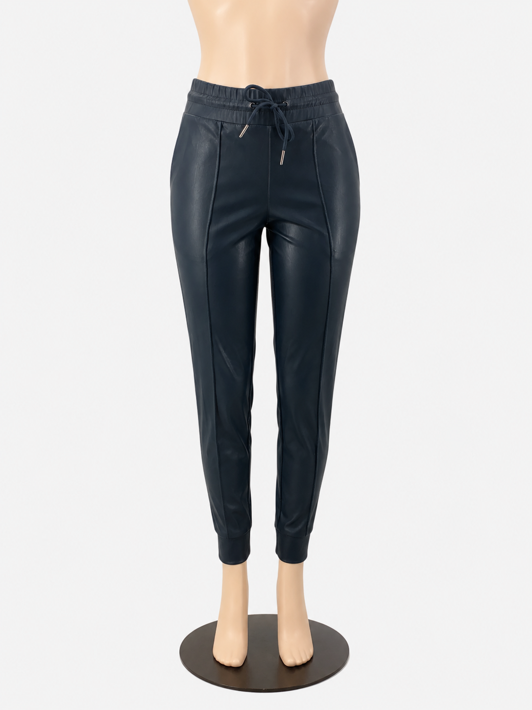 G by Giuliana Navy Pant Black Label Faux Leather Ponte Knit Jogger Pants Navy XXS - Size xxs