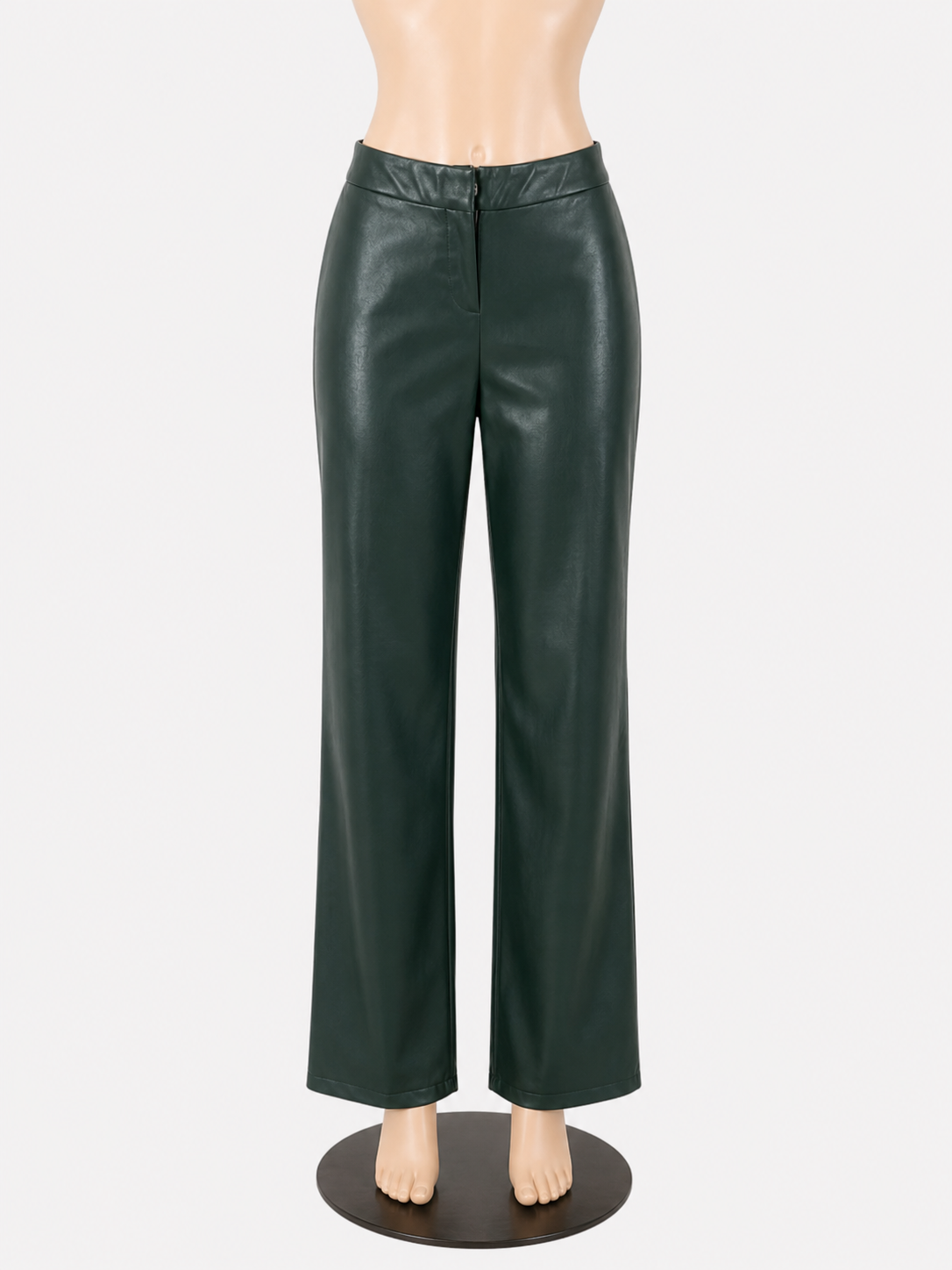 Le Lis Olive Green Faux Leather High Waisted Wide Leg Pants Size XS