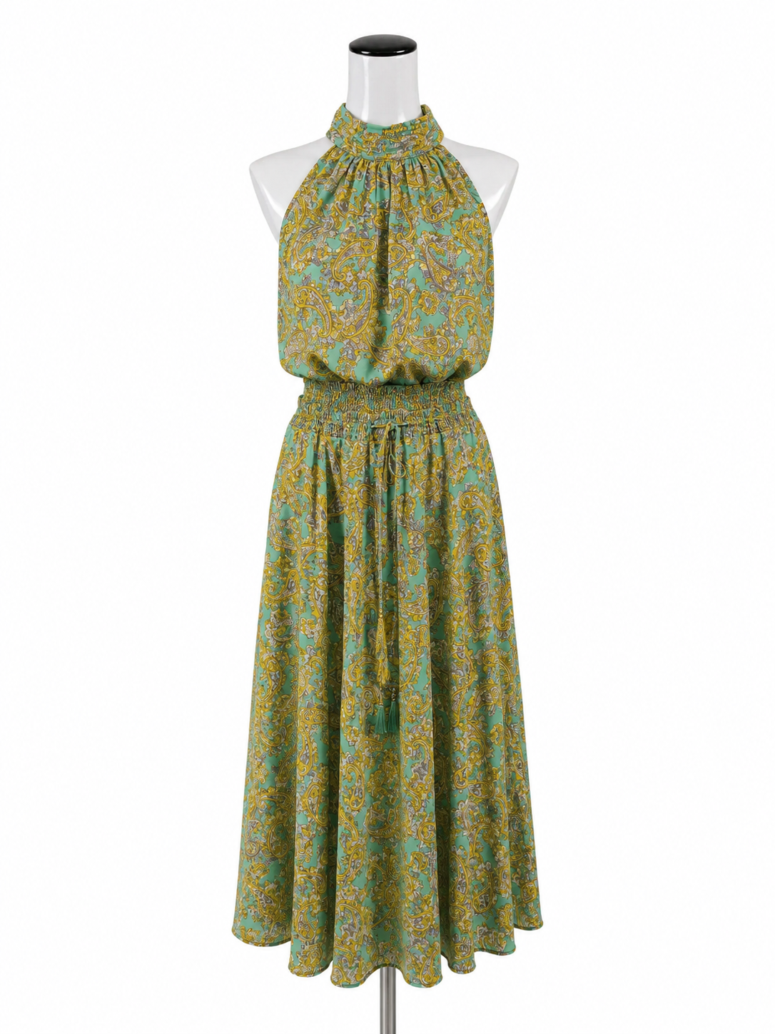 Chelsea &amp; Theodore Green Yellow Paisley 2-Piece Maxi Skirt Set Size Large