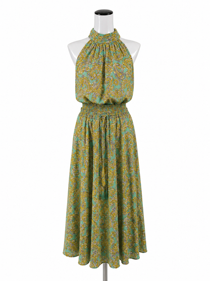 Chelsea &amp; Theodore Green Yellow Paisley 2-Piece Maxi Skirt Set Size Large