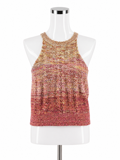Pilcro Bouclé Knit Halter Sweater Tank Top Size Small Pink Yellow Ombre Italian Made