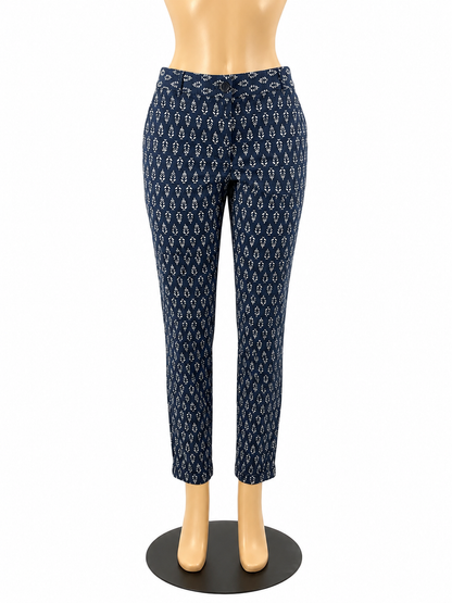 Talbots Navy &amp; White Leaf Print Weekend Chino Cropped Pants Size 6