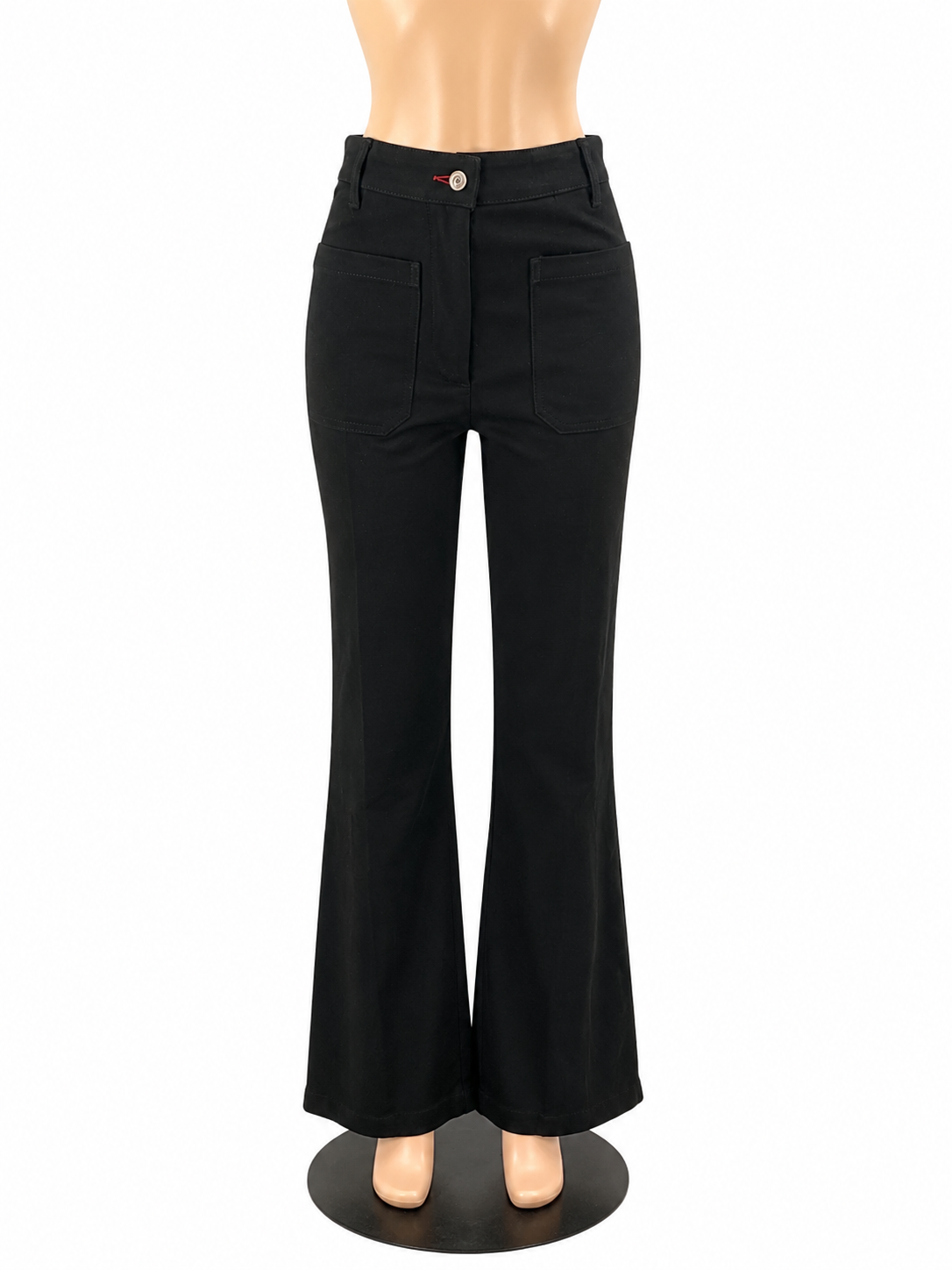 Victoria Beckham Black Jeans Alina High Rise Wide Leg Patch Pocket Jeans Black Size 27R - Size 4