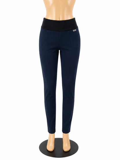 Calvin Klein navy/black Pant Power Stretch Ponte Leggings Navy Blue Black Waistband Size Small - Size S
