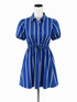 J. Crew blue/white Mini Striped Puff Sleeve Mini Shirtdress with Pockets Blue White Size 2P - Size 2P