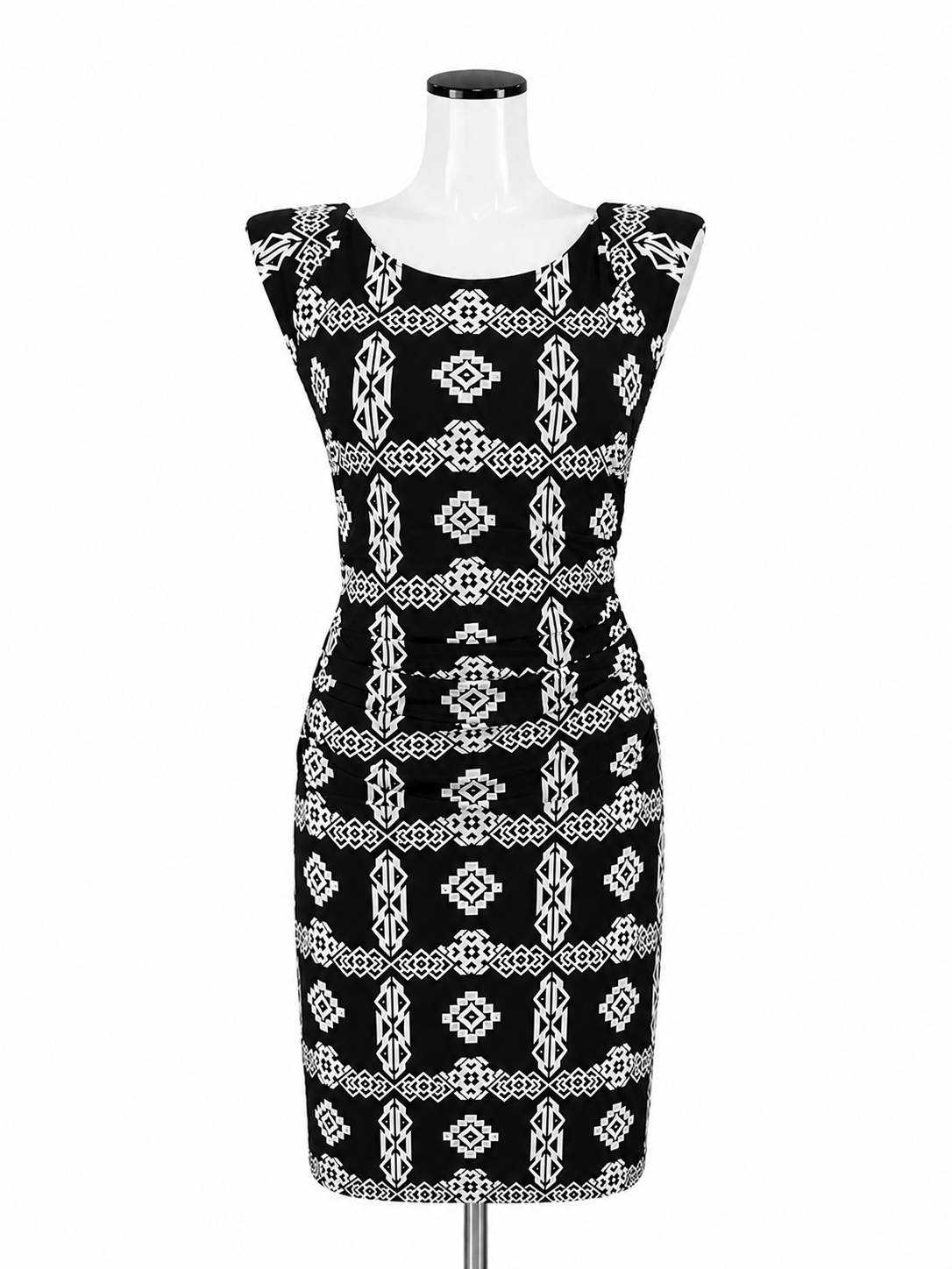 INC International Concepts Geometric Print Ruched Sheath Dress Size XL