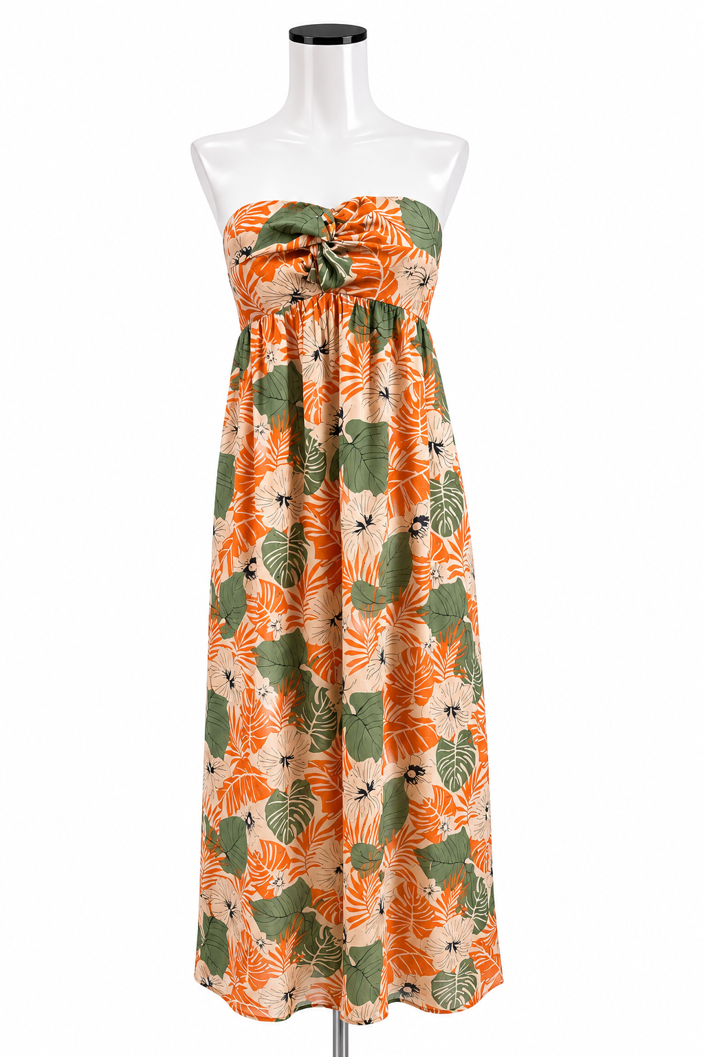 LUSH Strapless Tropical Floral Knot Front Sundress XS