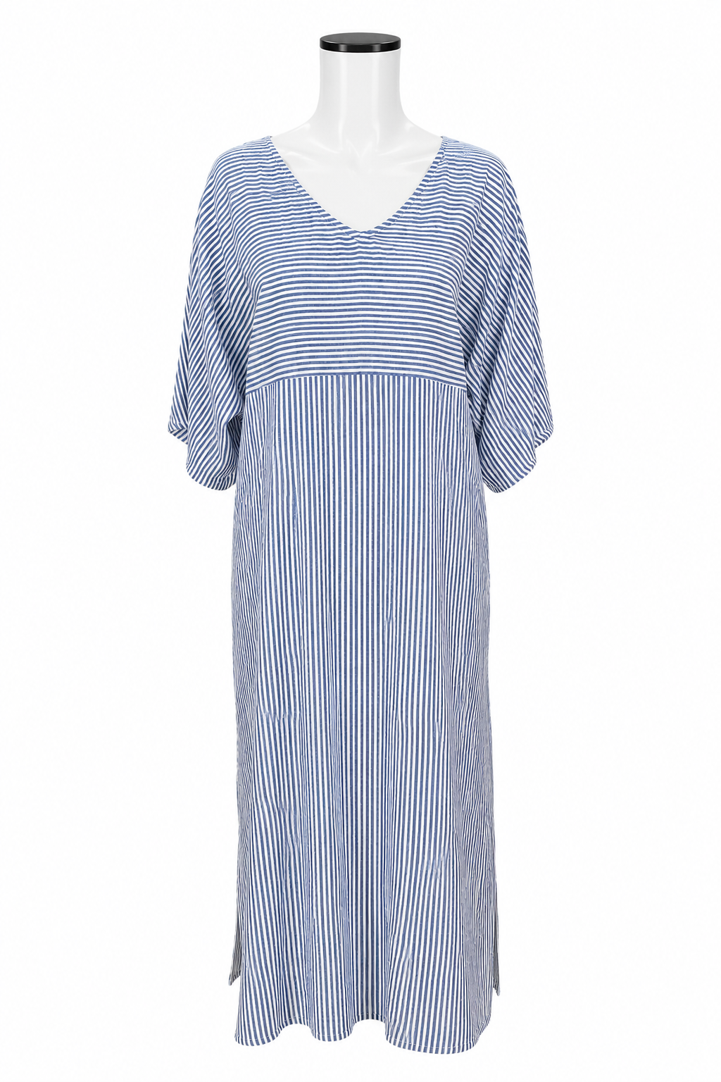 Kate Landry Striped Dolman Sleeve Midi Dress with Pockets