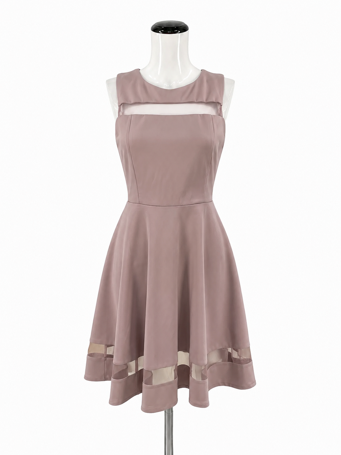 Lulus Social Circle Mauve Pink Skater Dress with Mesh Detail Size Medium