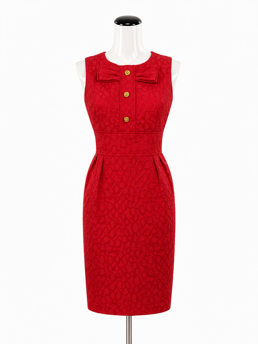 Sandra Darren Pink Jacquard Bow Accent Sheath Dress Size 8