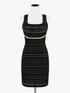 Save The Queen! black/tan Sheath Black & Tan Fringe Mesh Sheath Dress Size Medium - Size M