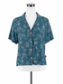 Wrangler Blue/Tan Button Down Western Rodeo Print Camp Shirt Women&