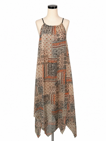 SOHO APPAREL LTD. multi Maxi Soho Apparel Bohemian Patchwork Maxi Dress Sleeveless Handkerchief Hem XL - Size XL