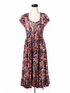 Soft Surroundings Tan/Red/Blue Boho Delphine Paisley Tiered Midi Dress Boho Cap Sleeve Size Large - Size L