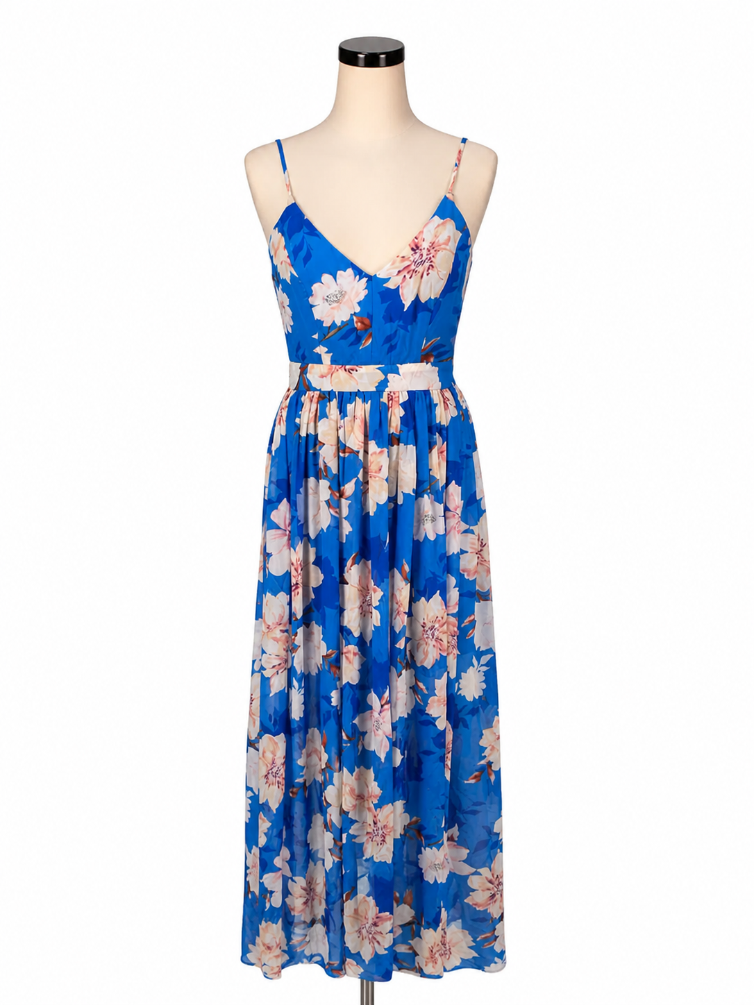 Pink Lily blue/multi Maxi You and I Together Forever Blue Floral Maxi Dress Size Medium - Size M