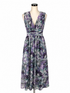 Dress the Population Purple/Teal Maxi Emery Floral Burnout Velvet Maxi Gown Size M - Size M