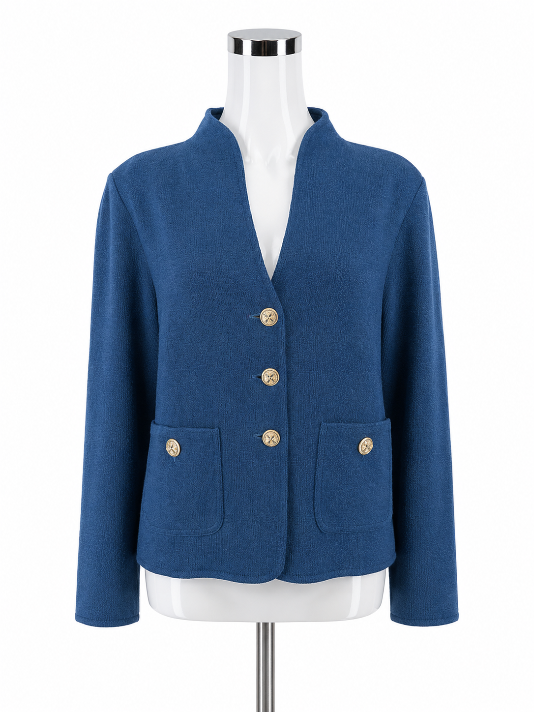 St. John Collection Santana Knit Jacket Sapphire Blue Size 16 NWT
