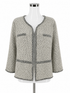 St. John Couture gray/black Jacket Oatmeal Multi Boucle Tweed Fringe Jacket Size 16 NWT - Size 16