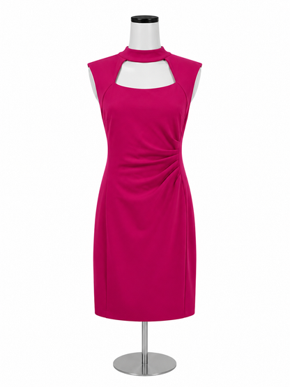 Tahari Size 8 Pink Solid Pre-Owned Ladies Dress
