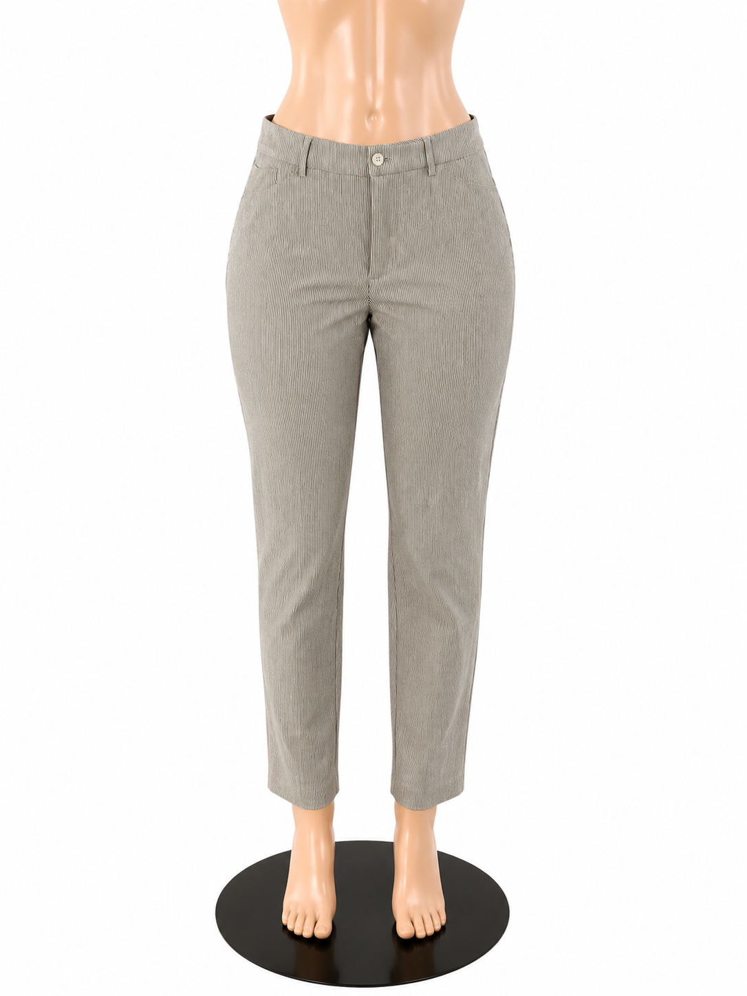 Peace Of Cloth Particular Tan Pinstripe Straight Leg Trousers Size 6