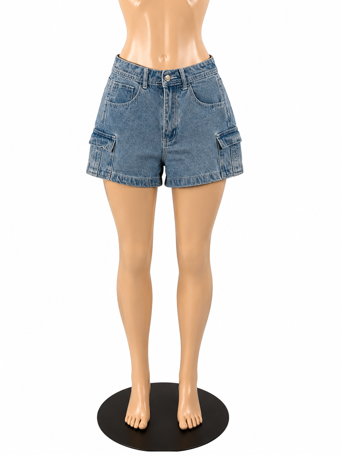 Shein High Waisted Denim Cargo Shorts Blue Size 4